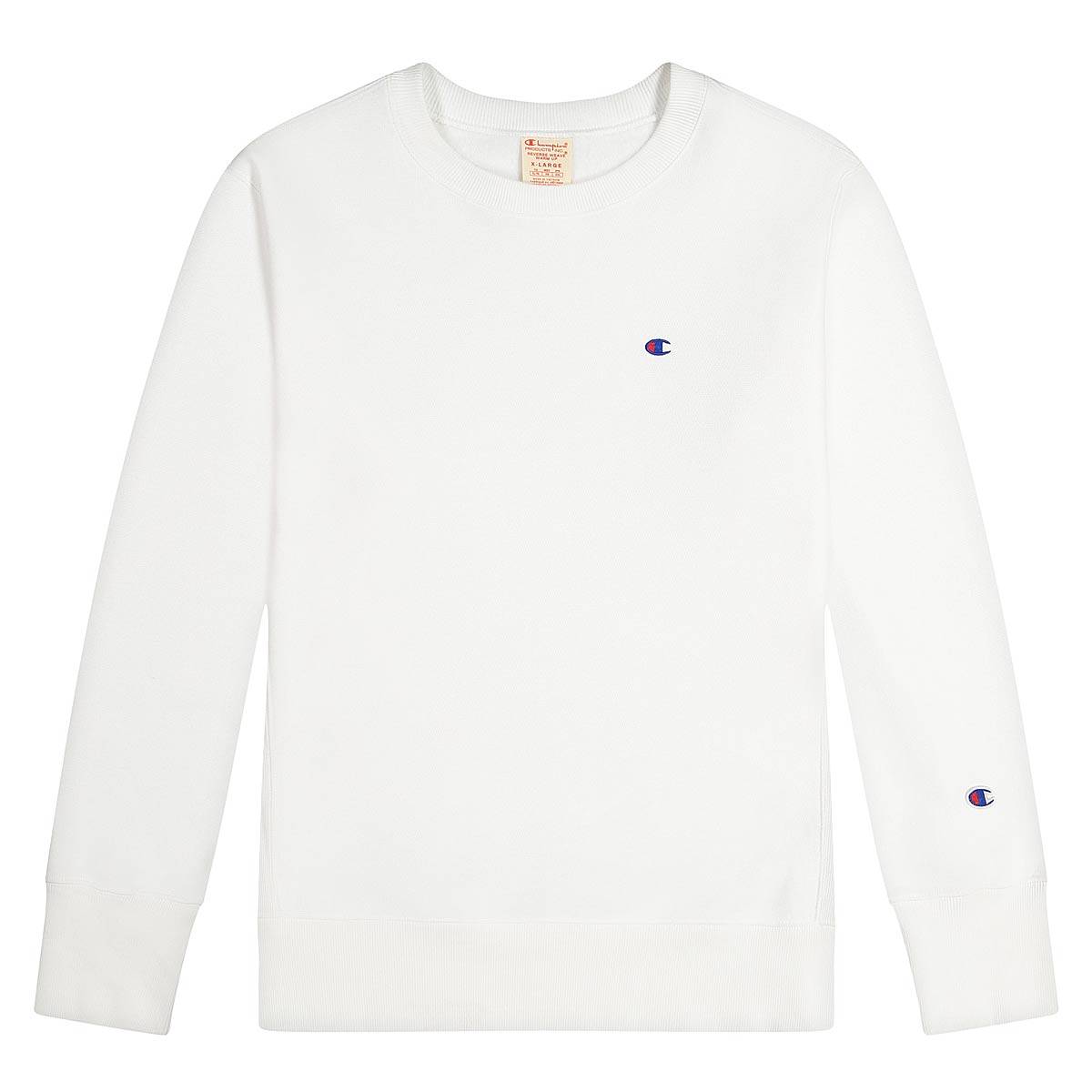 Champion Reverse Weave Poly Brushed Fleece Crewneck Sweatshirt, White