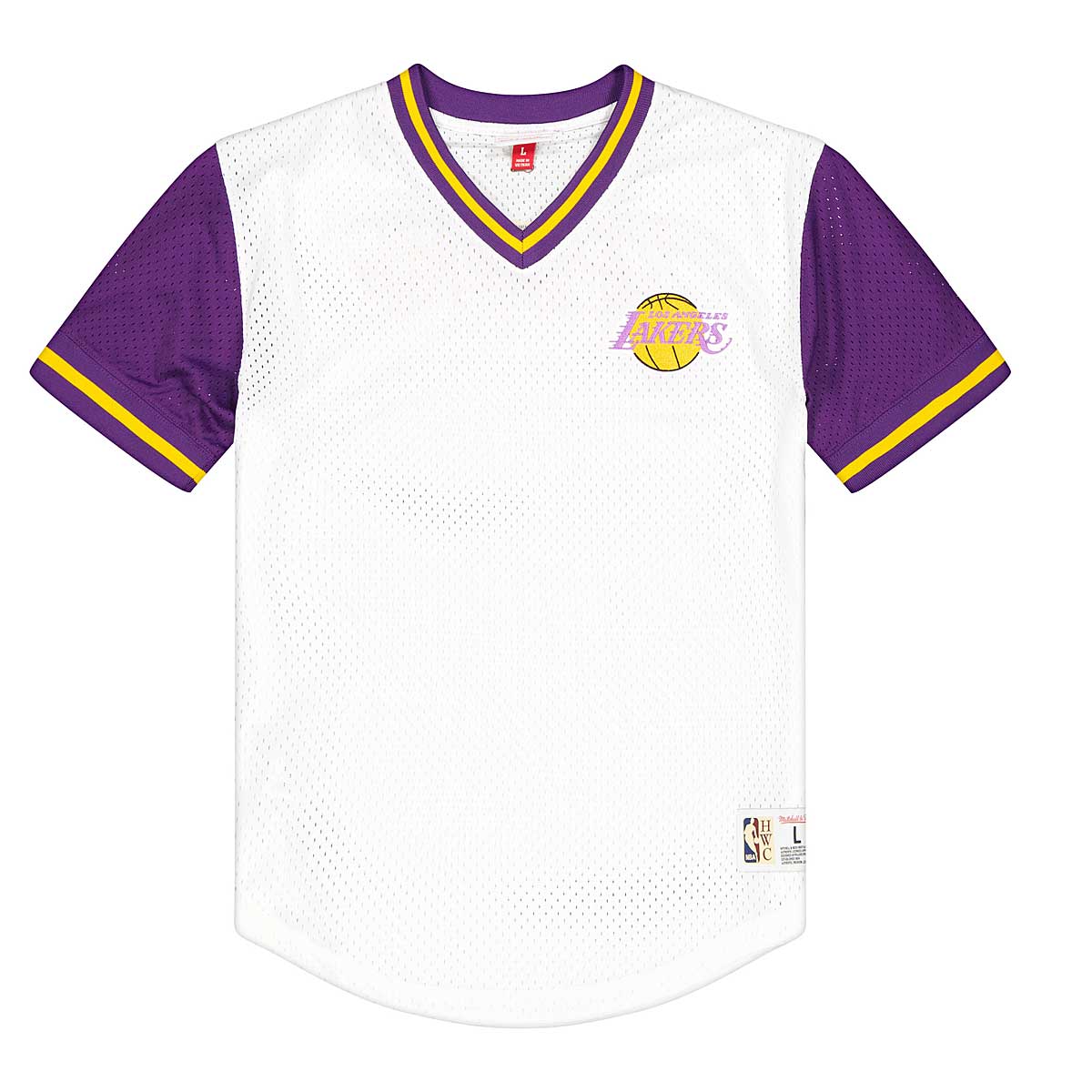 Mitchell And Ness Nba Los Angeles Lakers Baseball Jersey, White Lakers