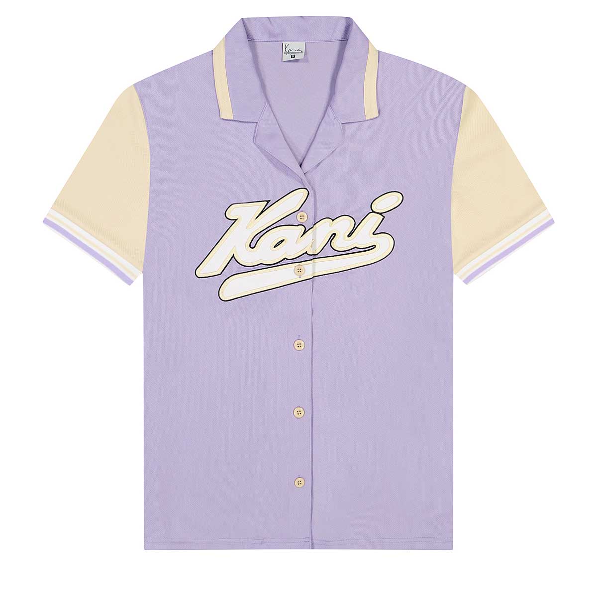 Karl Kani Varsity Block Baseball Shirt, Purple/Light Sand