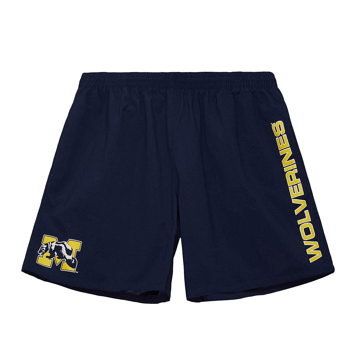 Image of Mitchell And Ness Ncaa Michigan Wolverines Team Heritage Woven Shorts, Navy