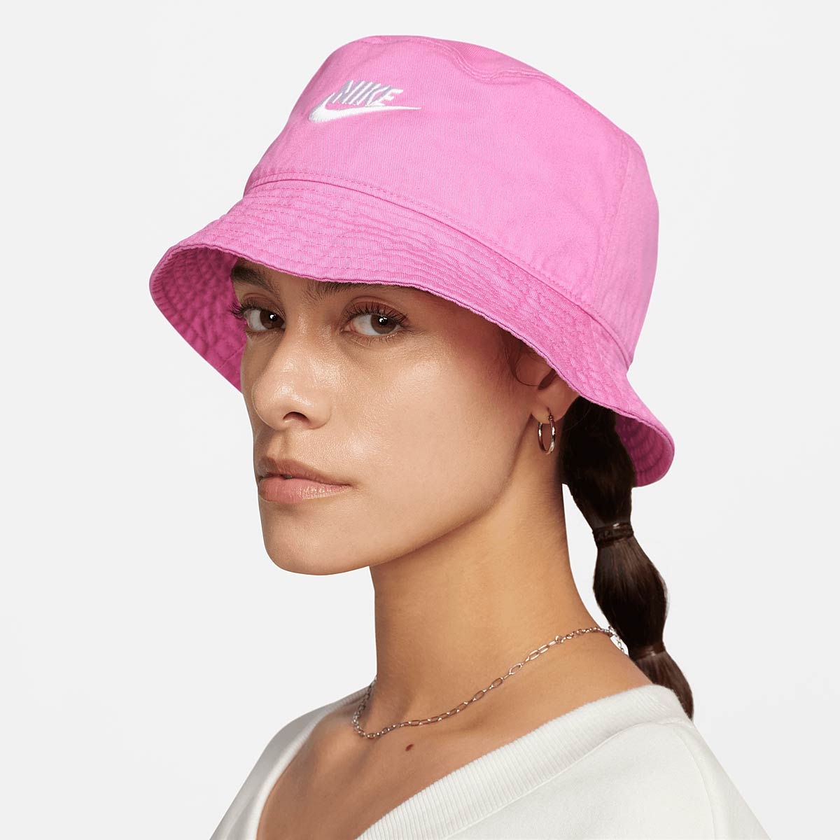 Image of Nike Futura Washed Bucket Hat, Playful Pink/(white)
