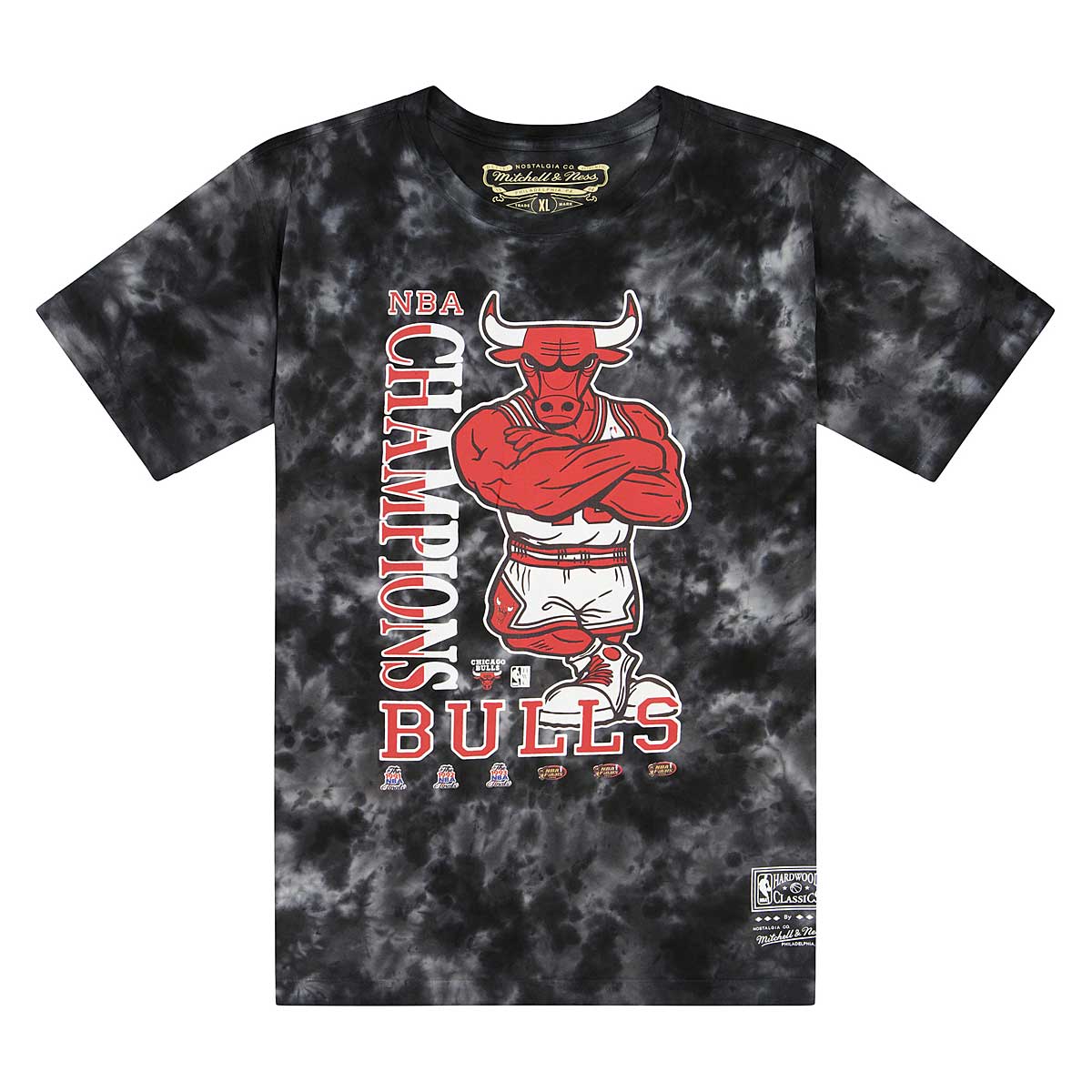 Mitchell And Ness Nba Chicago Bulls Champions Tie Dye T-Shirt, Black/