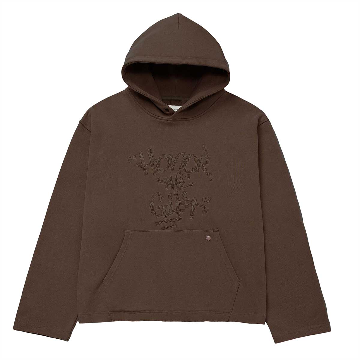 Image of Honor The Gift Script Embroidered Hoody, Brown