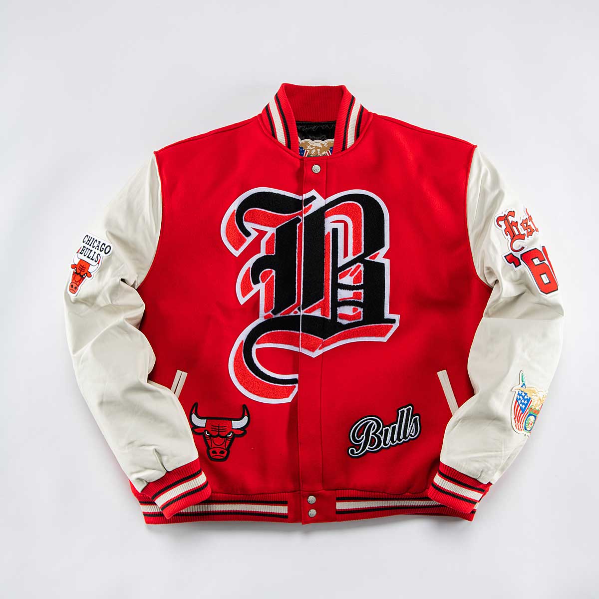 Jeff Hamilton Nba Chicago Bulls Wool And Leather Jacket, Red