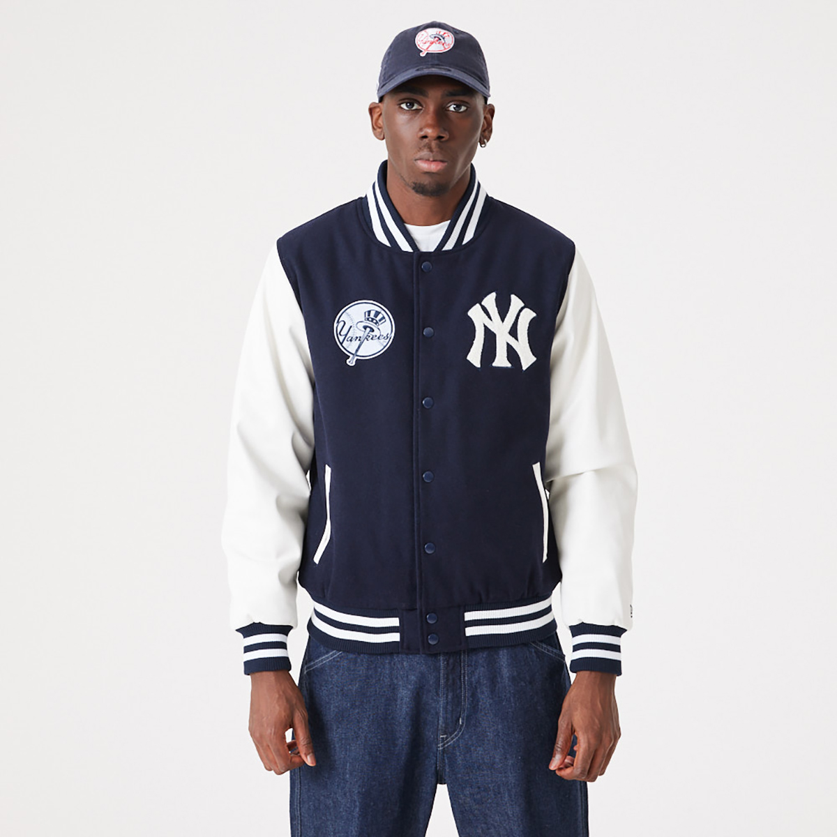 New Era Mlb Wordmark Varsity Jacket New York Yankees, Navy