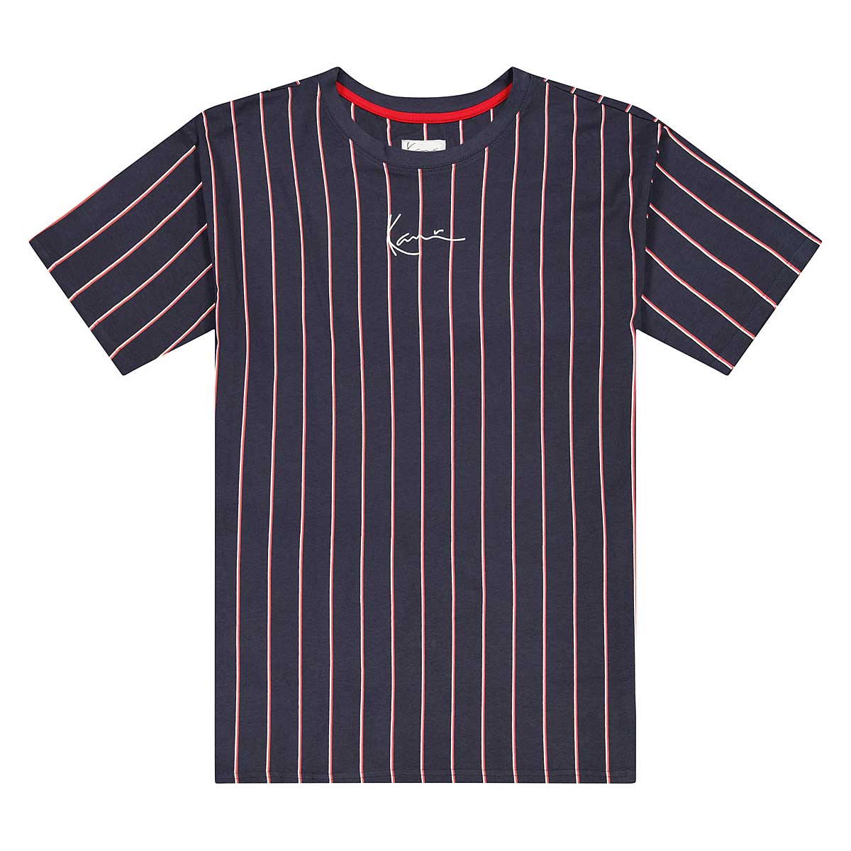 Karl Kani Small Signature Pinstripe T-Shirt, Navy