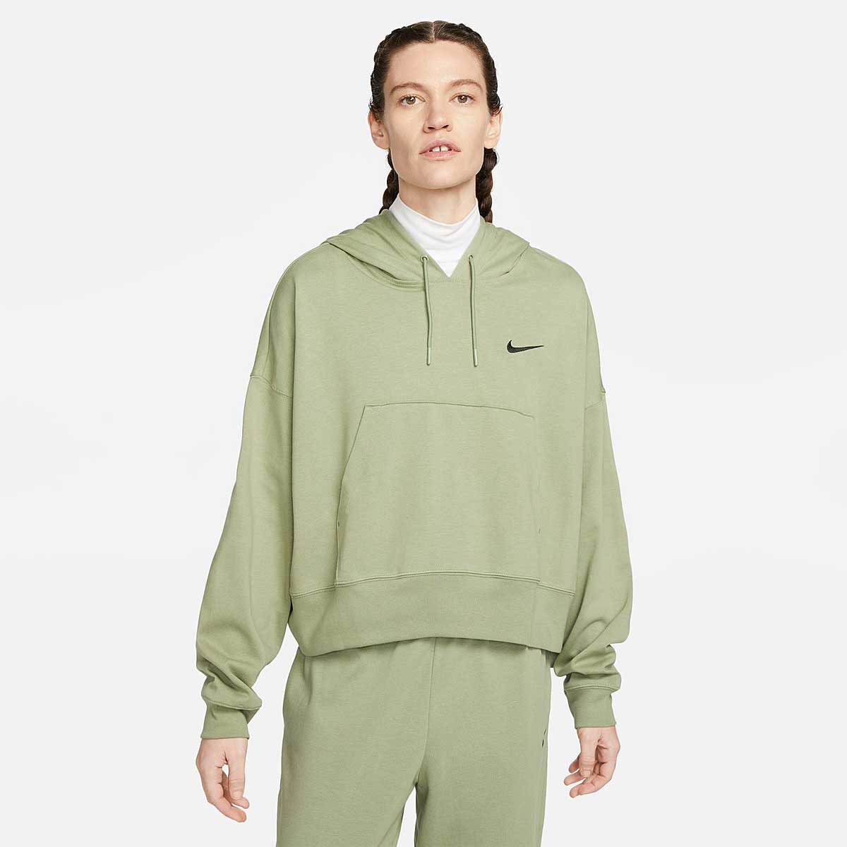 Image of Nike Nsw Jersey Oversized Hoody Womens, Oil Green/black
