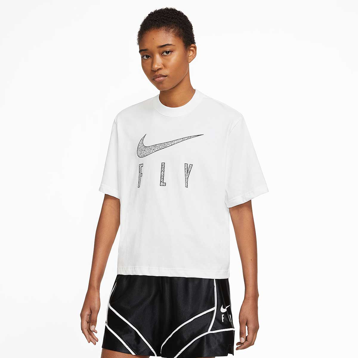 Nike Dri-Fit Boxy T-Shirt Swoosh Fly Womens, White