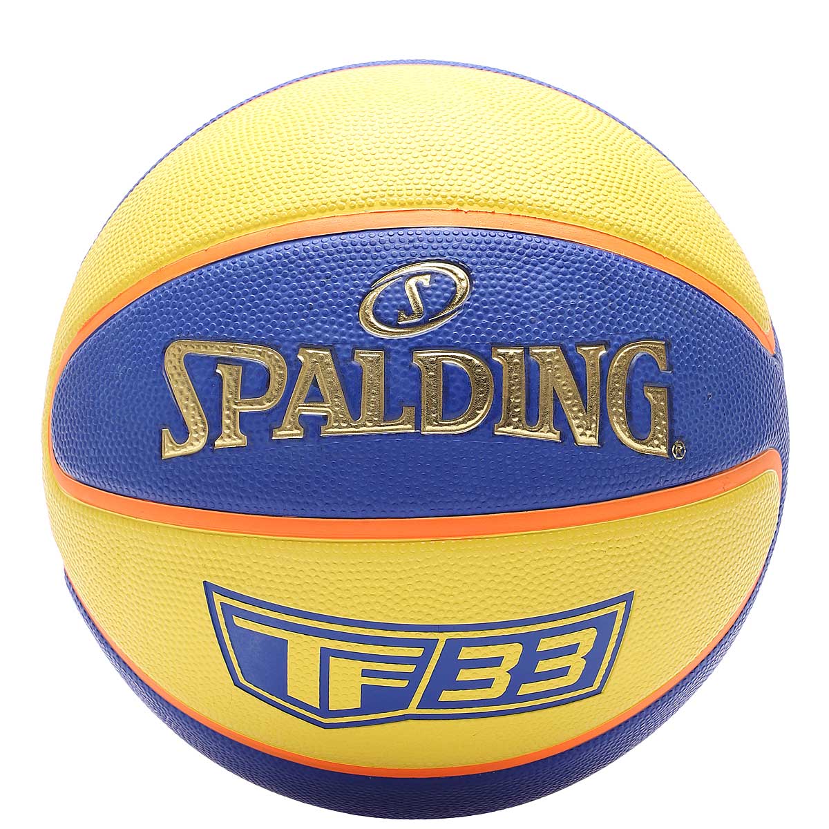 Image of Spalding Tf-33 Gold Fiba Rubber Basketball, Blue/yellow
