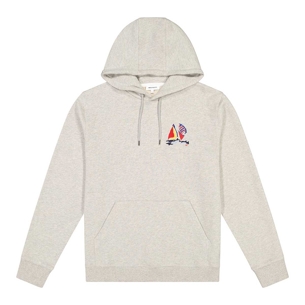 Norse Projects Vagn Boat Embroidery Hoody, Light Grey Melange