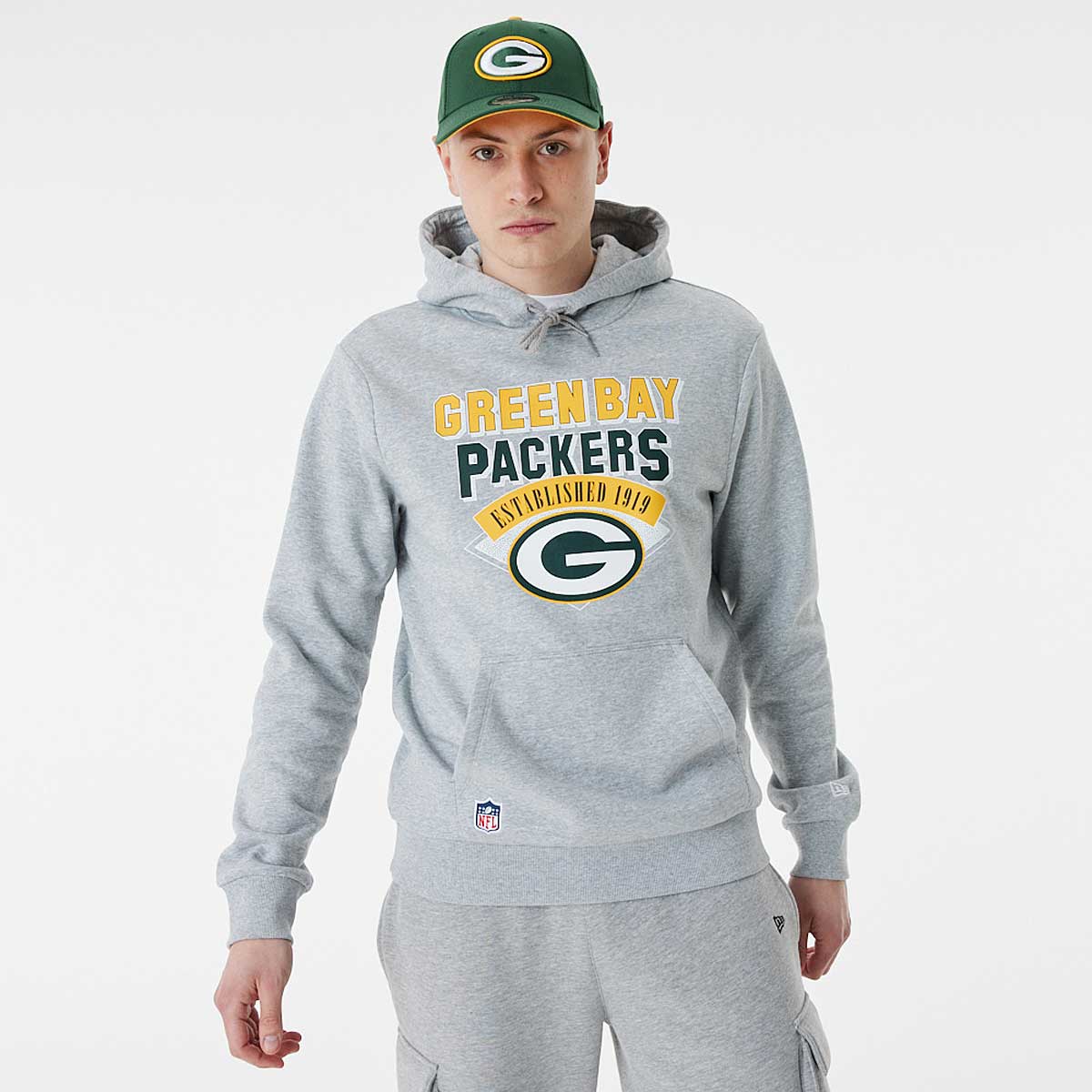Image of New Era NFL Green Bay Packers Team Graphic Hoody, Grey