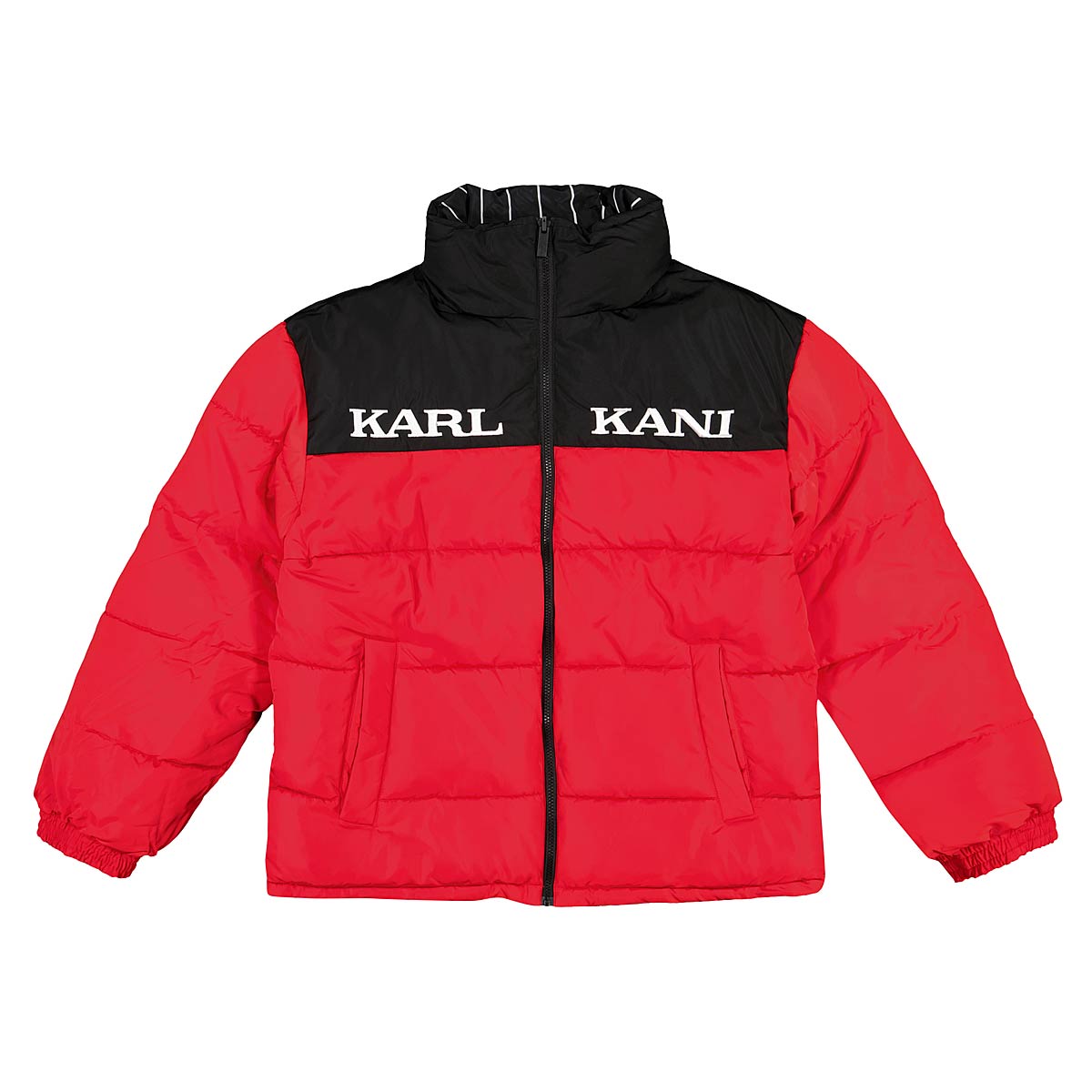 Karl Kani Retro Block Reversible Puffer Jacket, Red/Black/White