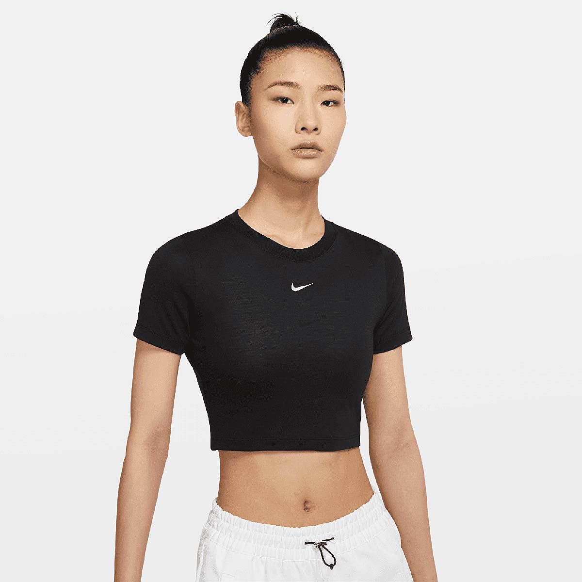 Nike Nsw Essntial Slim Crop T-Shirt Womens, Black/White