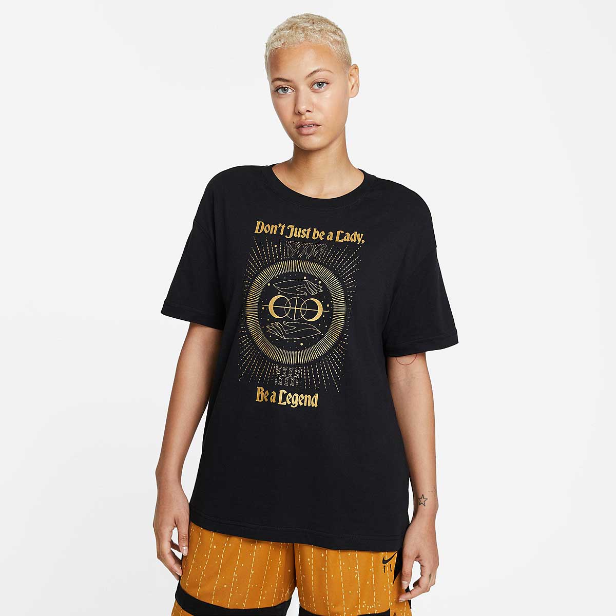 Nike W Ssnl Verb Boy T-Shirt, Black/Metallic Gold