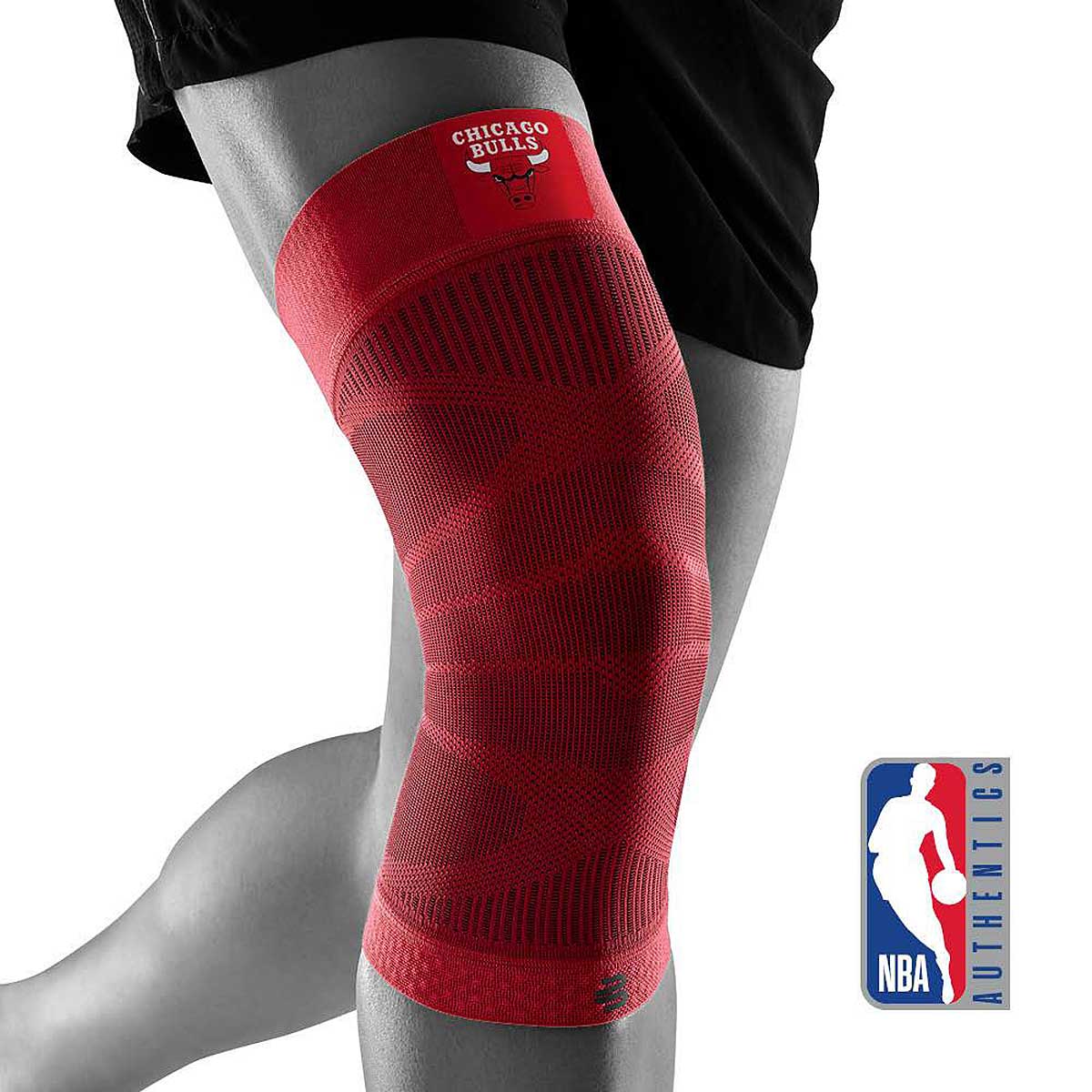 Image of Bauerfeind NBA Sports Compression Knee Support Chicago Bulls, Bulls Red