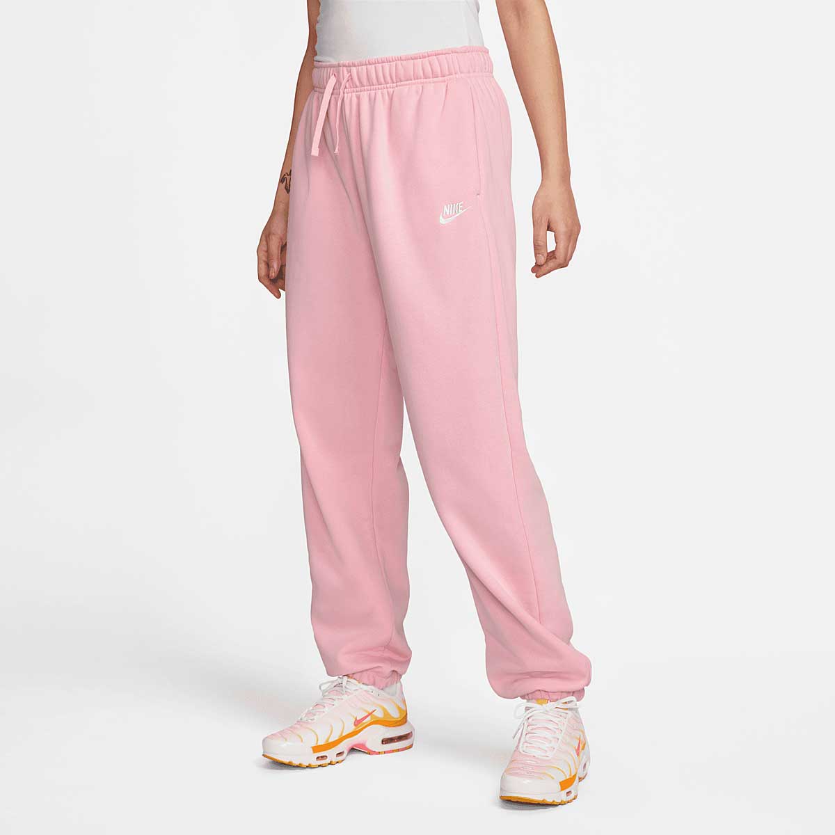 Nike Nsw Club Fleece Oversized Pant Womens, Med Soft Pink/White