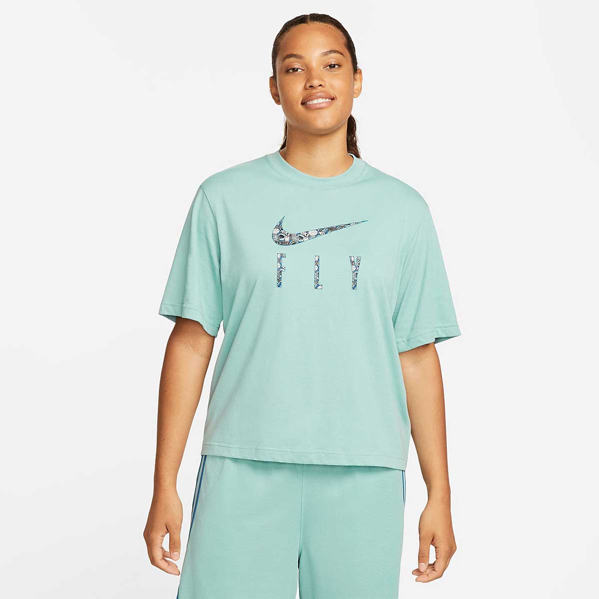 Nike W Nk Dri-fit Swoosh Fly Boxy 2 T-shirt, Mineral L