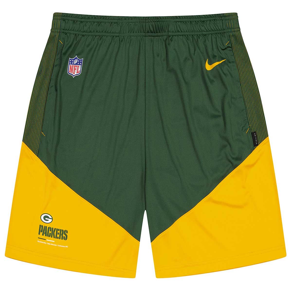 Nike Nfl Green Bay Packers Dri-Fit Knit Shorts, Fir-University Gold-Fir Green Bay Packers