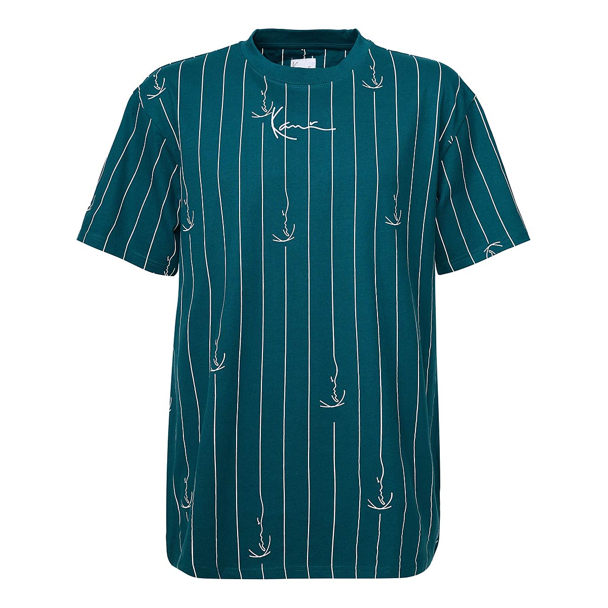 Karl Kani Small Signature Logo Pinstripe T-Shirt, Teal