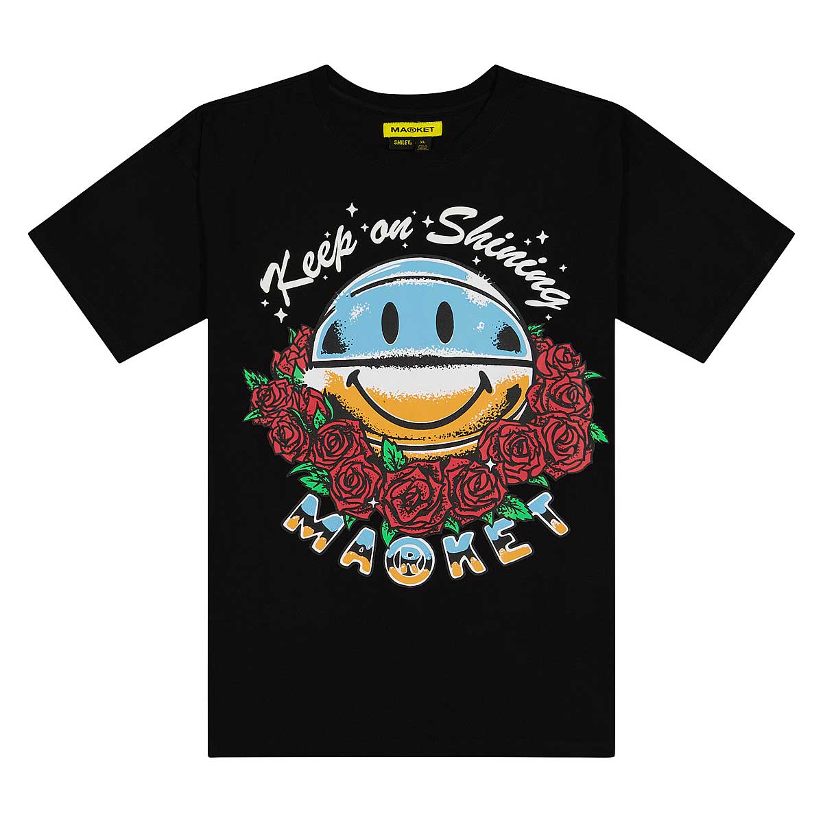 Market Smiley Keep On Shining T-Shirt, Black