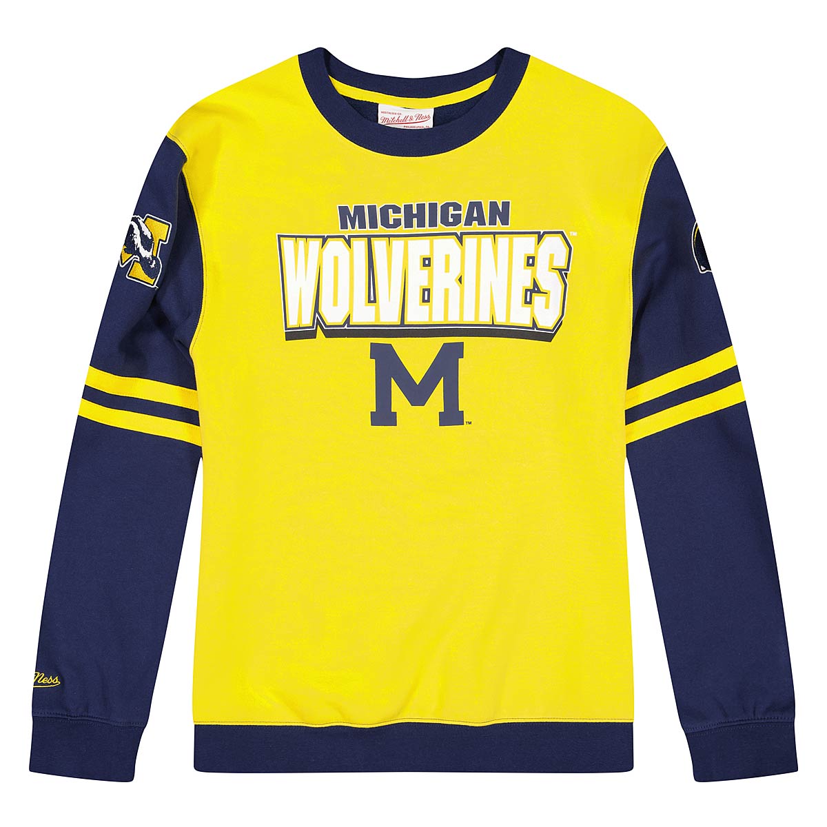 Mitchell And Ness Ncaa University Of Michigan Wolverines All Over Crewneck 2.0, Navy
