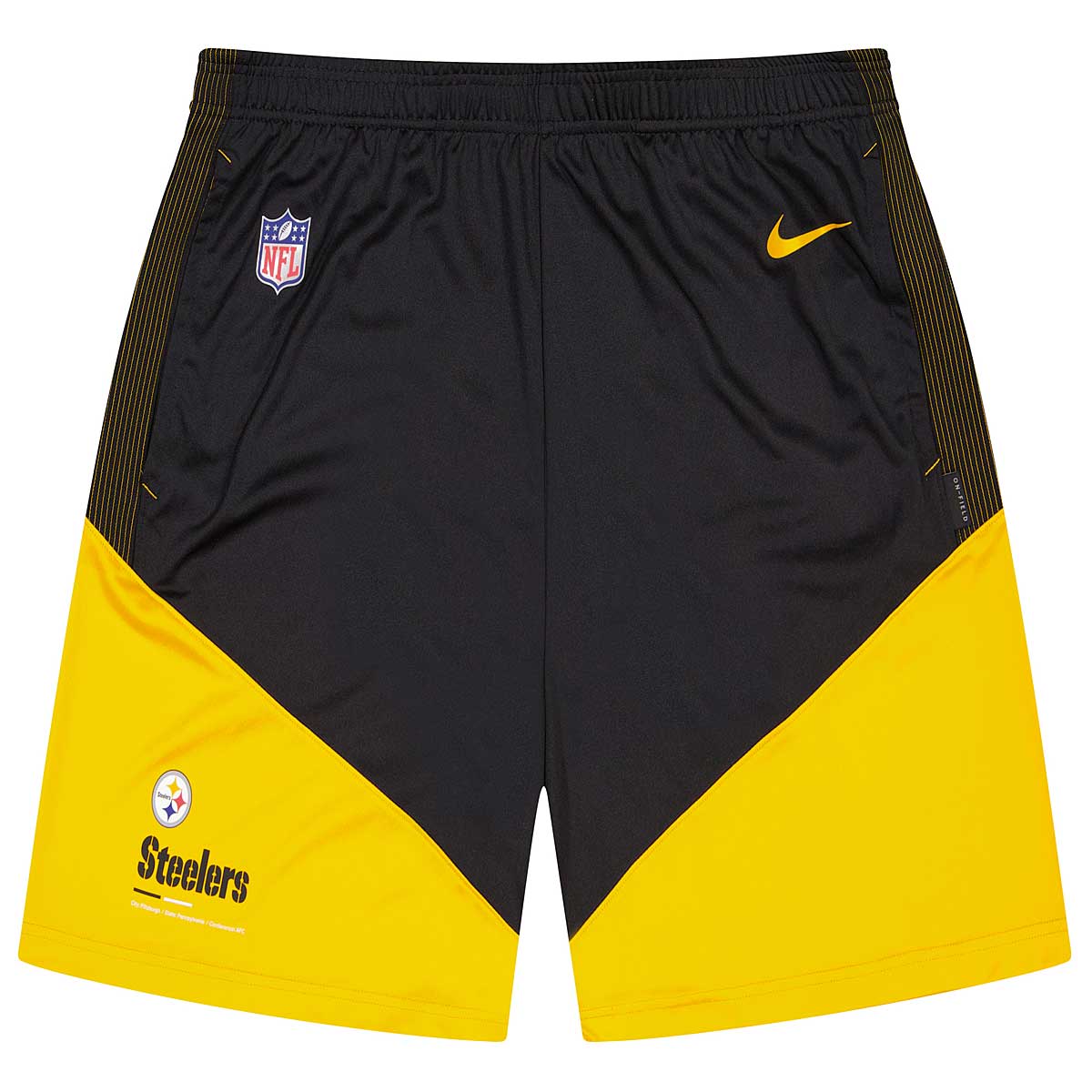 Nike Nfl Pittsburgh Steelers Dri-Fit Knit Shorts, Black -University Gold-Black Pittsburgh Steelers