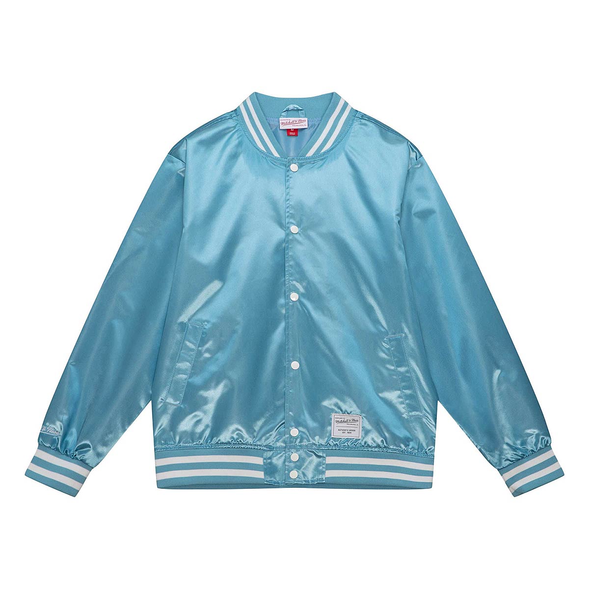 Image of Mitchell And Ness M&n Branded Satin Jacket, Light Blue