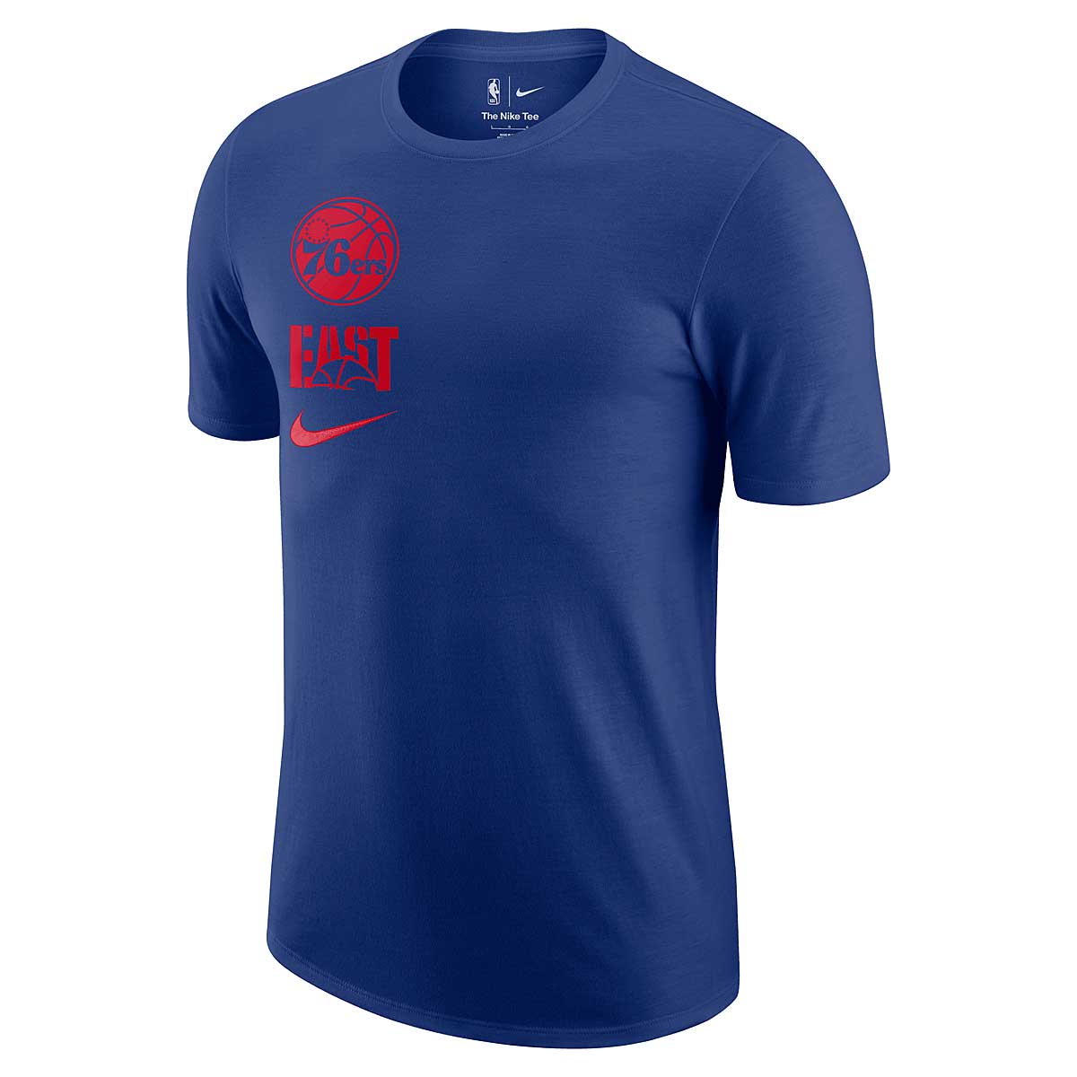 Nike NBA Philadelphia 76Ers Essential Block T-Shirt, Rush Blue