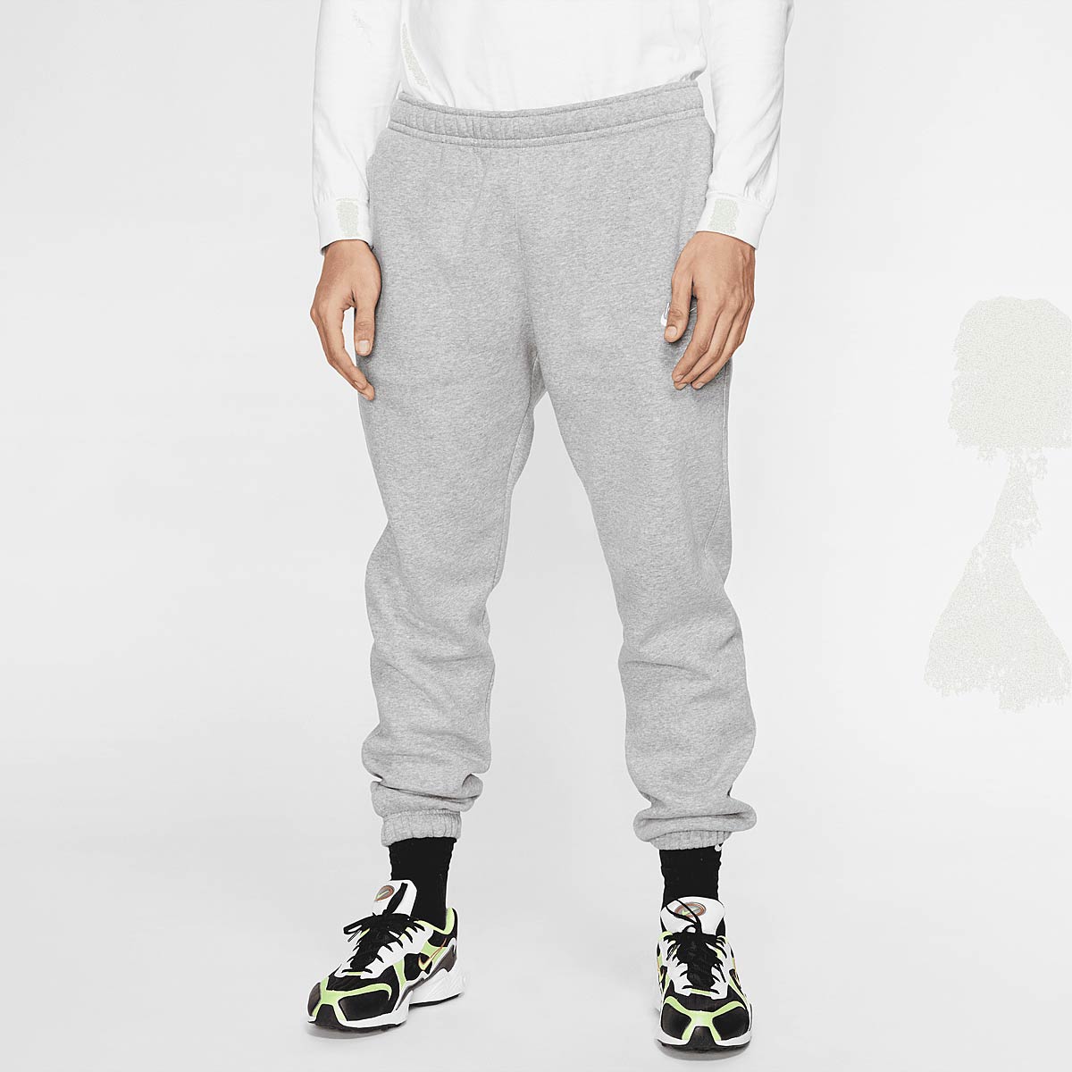 Image of Nike Nsw Club Fleece Pants, Dk Grey Heather/matte Silver/white