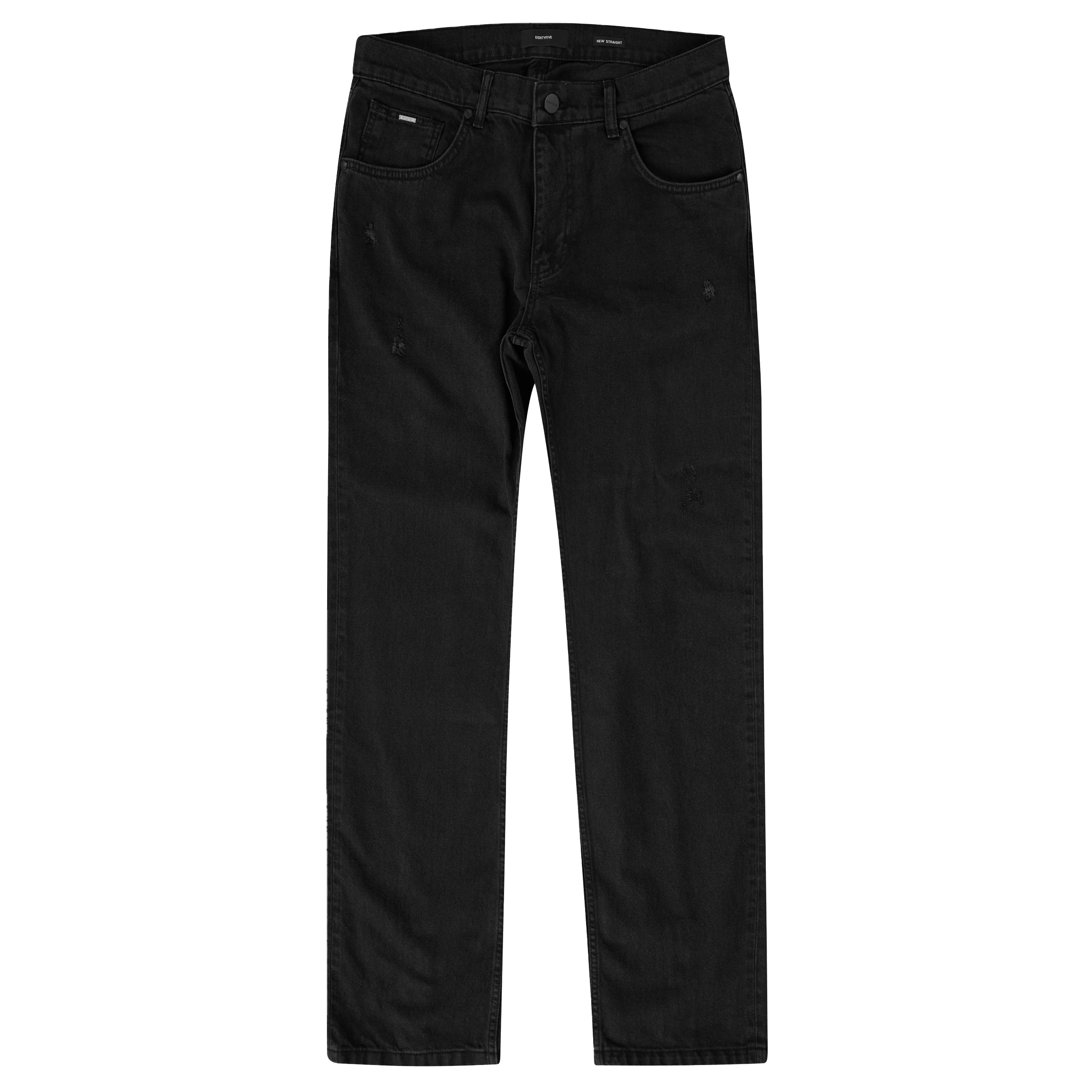 Eightyfive Back Zipped Jeans, Black Washed