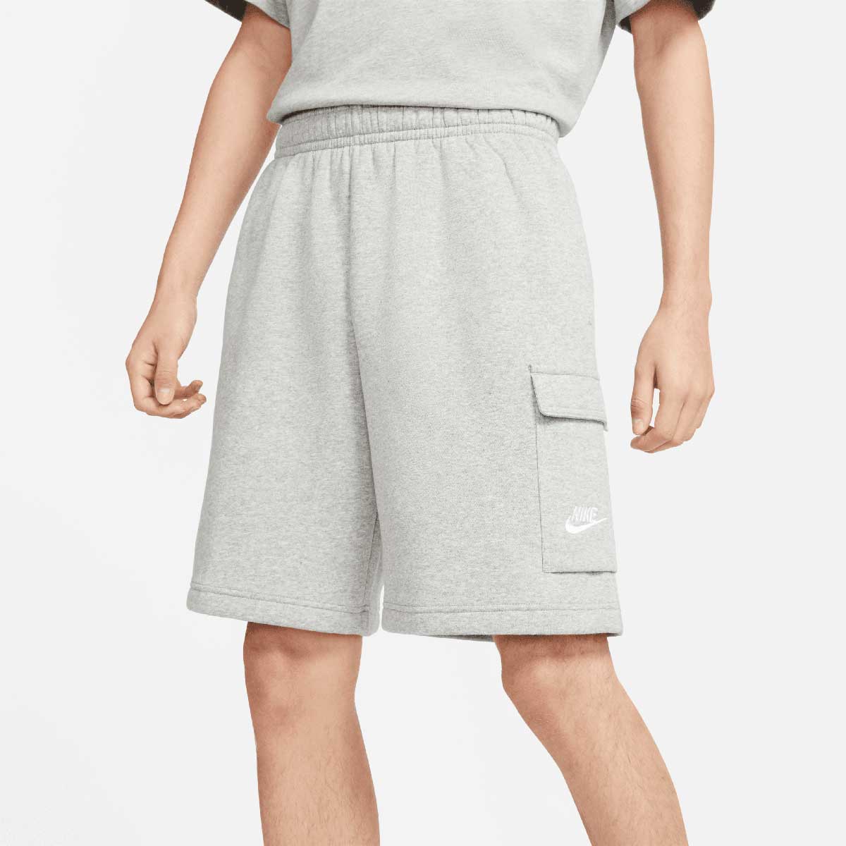 Image of Nike Nsw Club Cargo Shorts, Dk Grey Heather/matte Silver/white