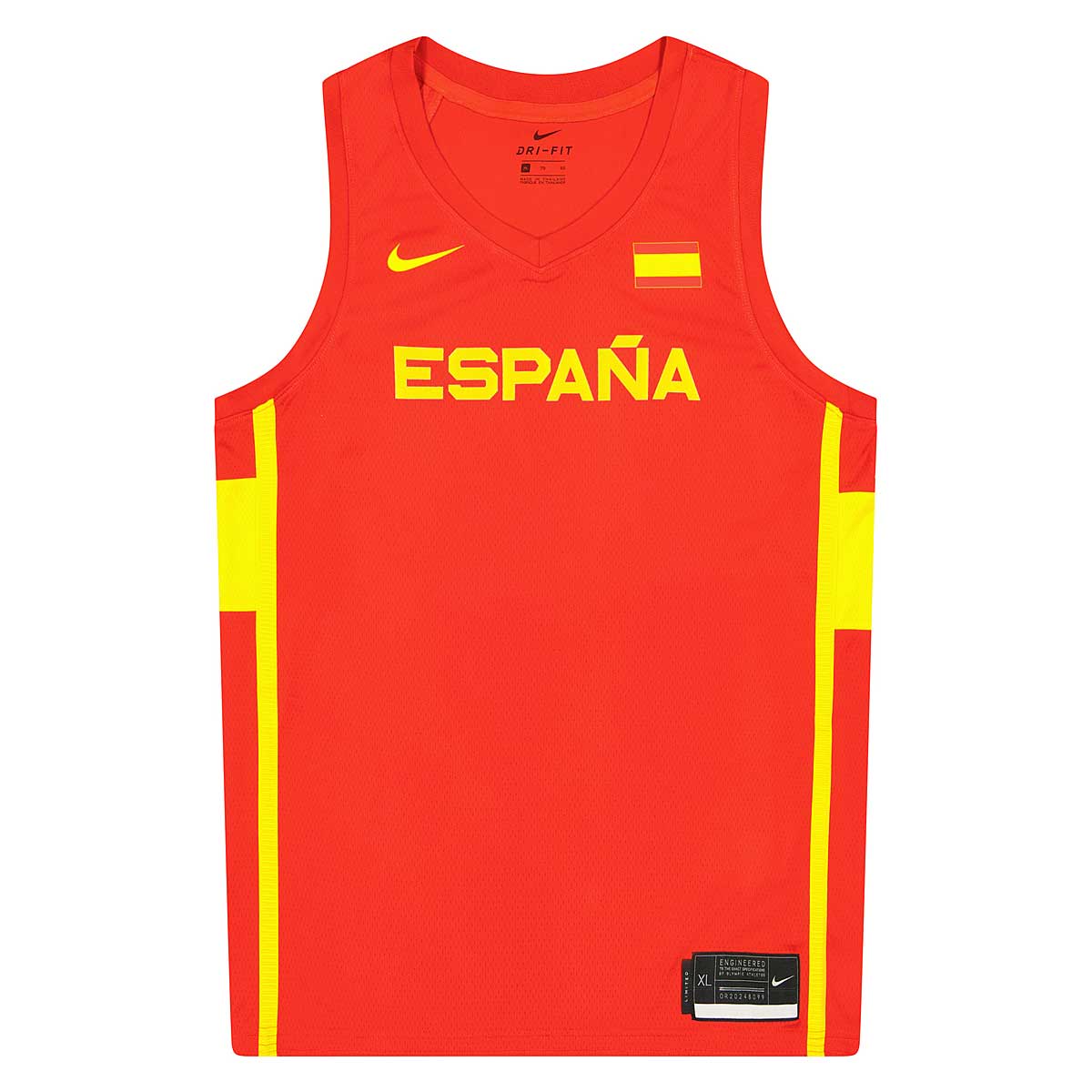 Image of Nike Spain Basketball Road Jersey, Challenge Red/Midwest Gold, Male, Basketball Jerseys, CQ0091-600