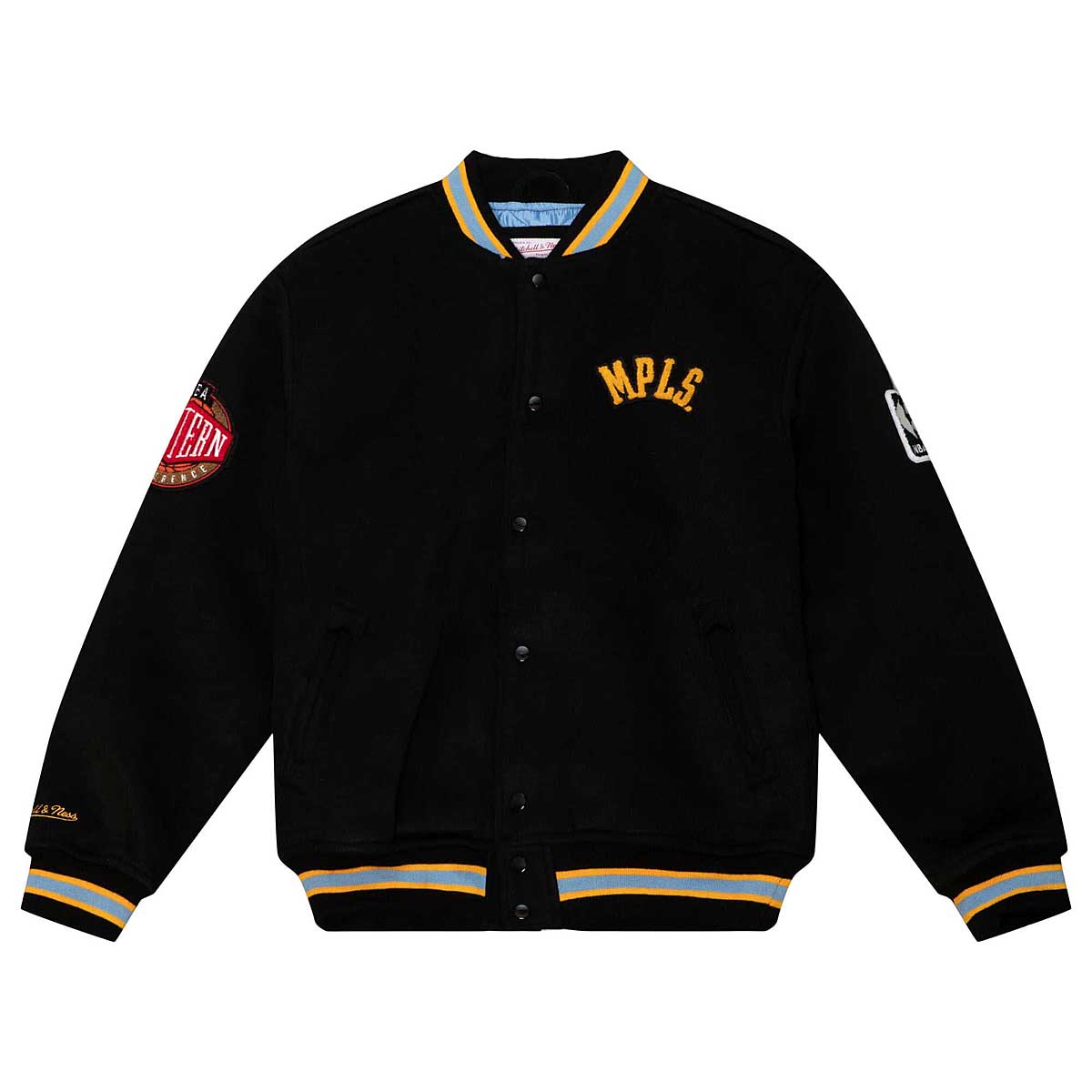 Mitchell And Ness Nba Minneapolis Lakers Hardwood Classics Wool Varsity Jacket, Black