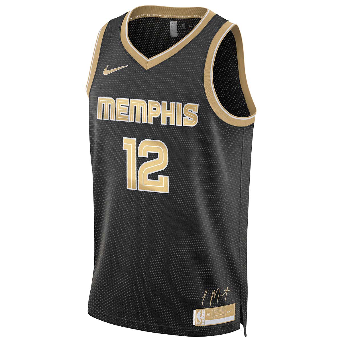Image of Nike NBA Memphis Grizzlies Dri-fit Select Series Swingman Jersey Ja Morant, Black/club Gold