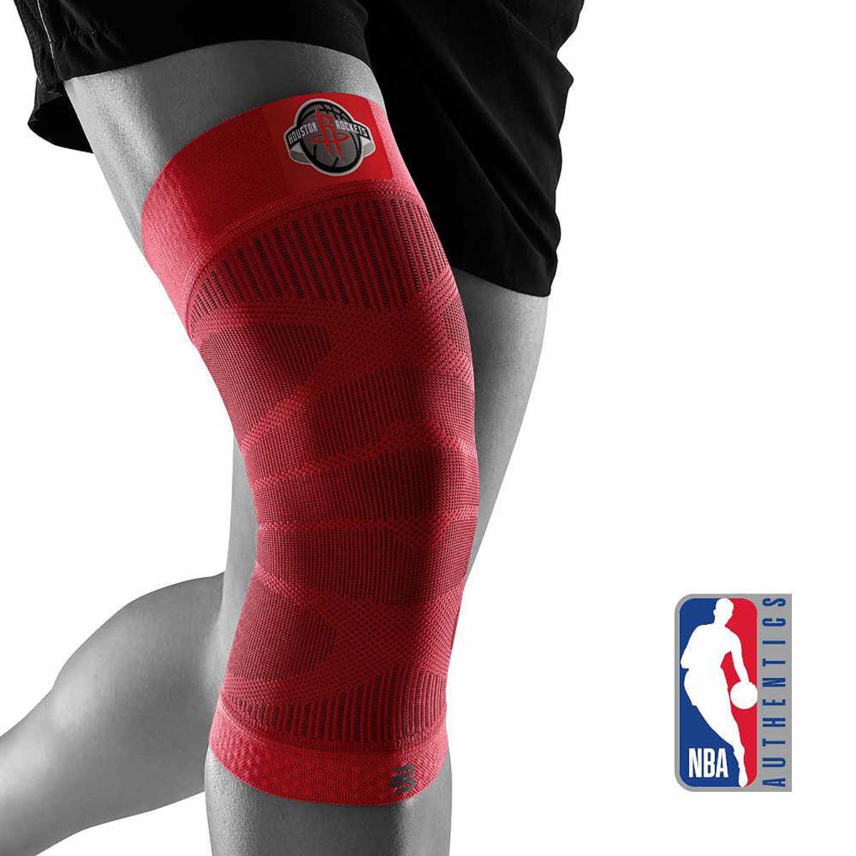 Image of Bauerfeind NBA Sports Compression Knee Support Houston Rockets, Rockets Red