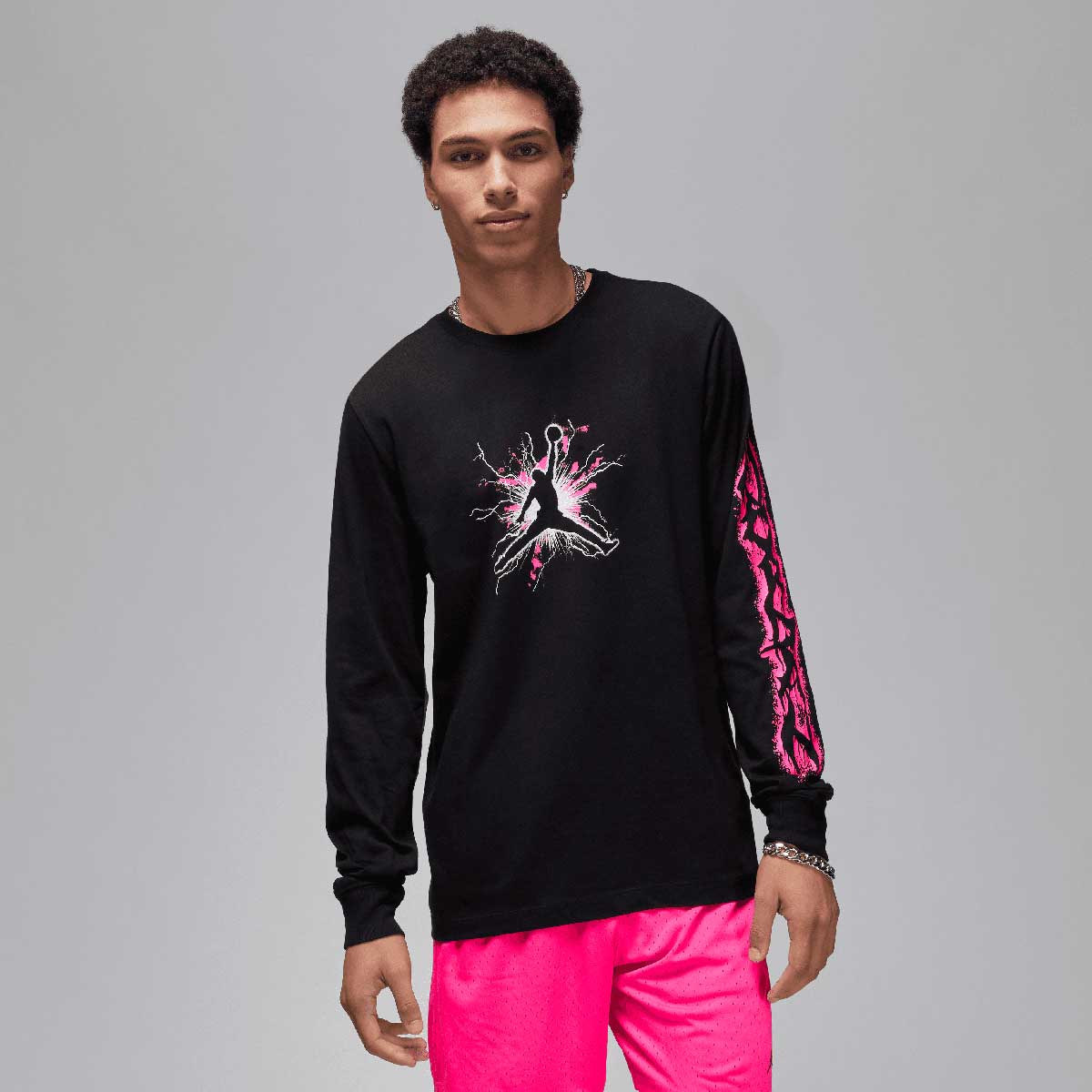 Image of Jordan M J Sport Dri-fit Graphic Longsleeve, Black/hyper Pink-black