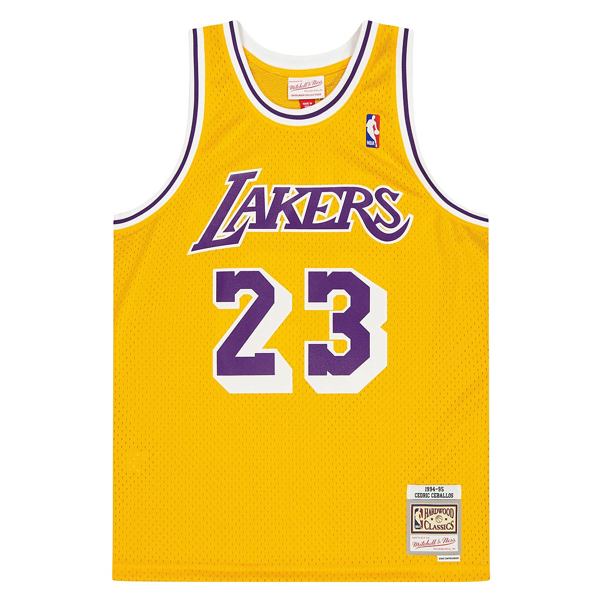 Mitchell And Ness Nba Swingman Jersey La Lakers 94 - Cedric Ceballos, Gold/Gold Lakers