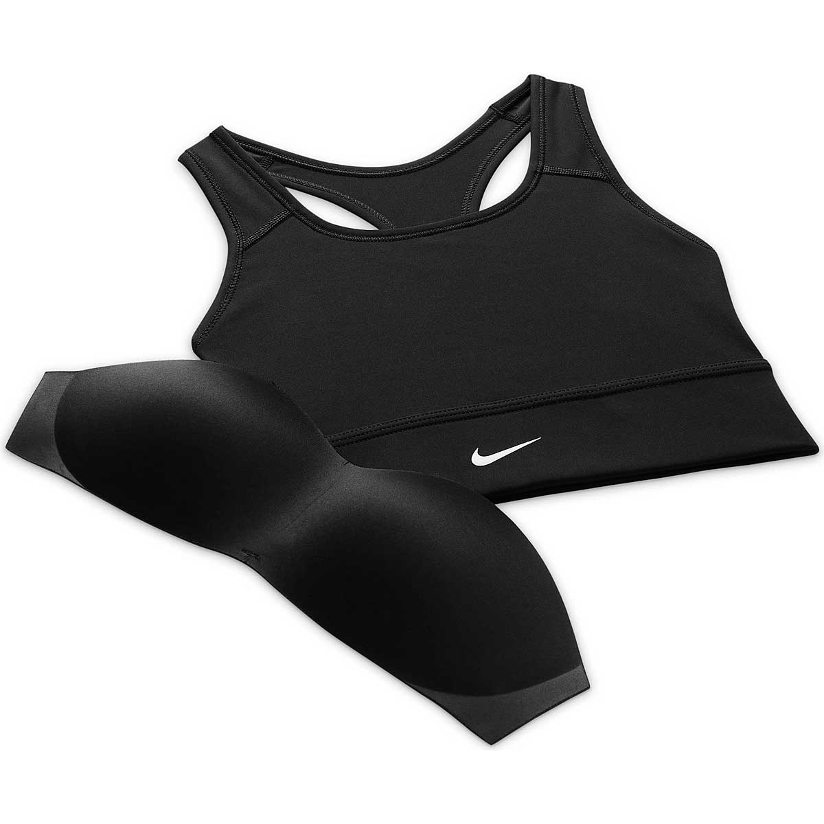 Nike Dri-Fit Swoosh Long Line Bra Womens, Black/Black/White