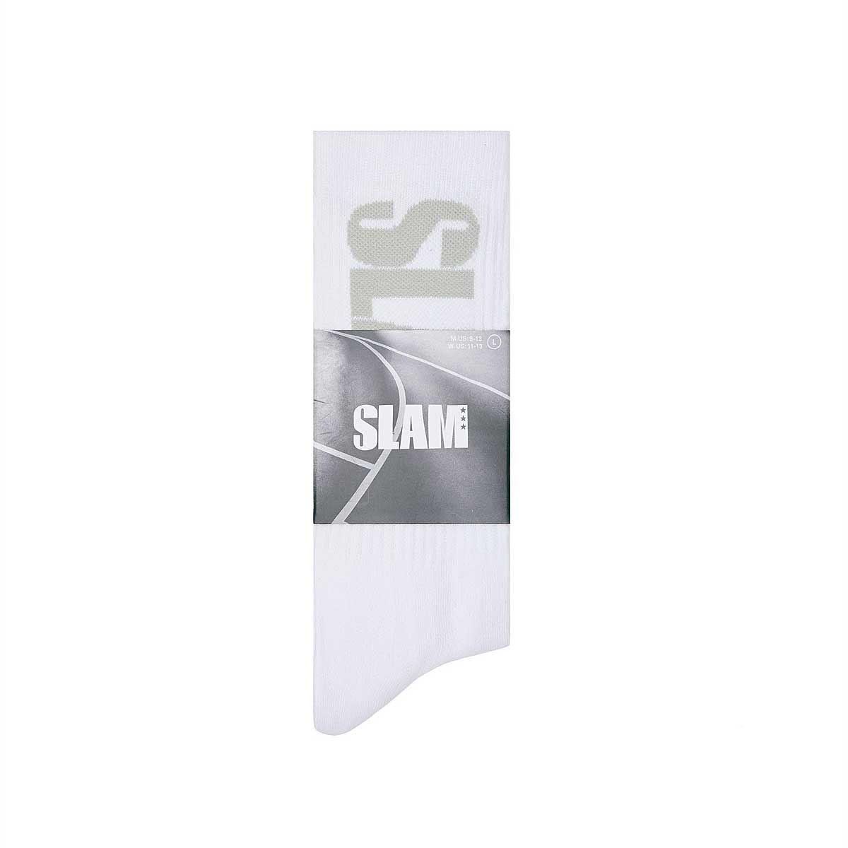 Slam Logo Socks, White/Grey