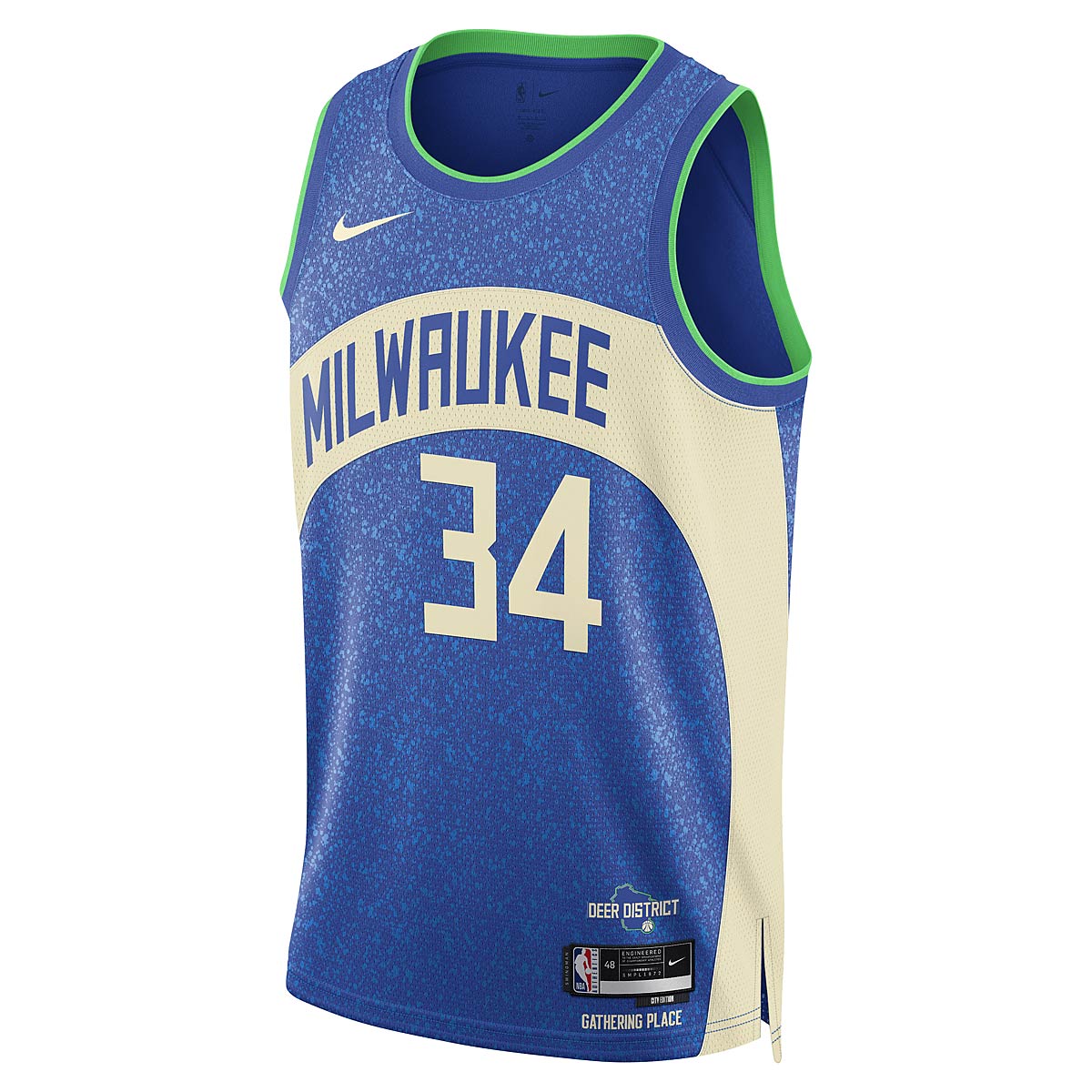 Nike NBA Milwaukee Bucks Dri-fit City Edition Swingman Jersey Giannis Antetokounmpo, Photo Blau/schwarz-weiß-university Rot L