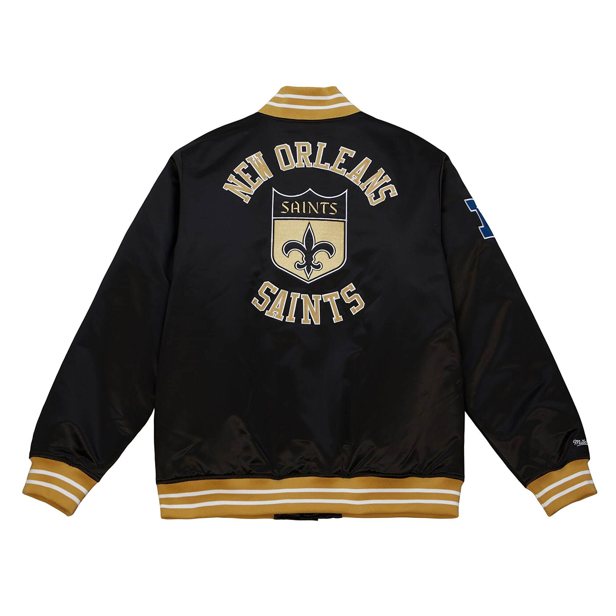 Mitchell And Ness Nfl New Orleans Saints Heavyweight Satin Jacket, Black
