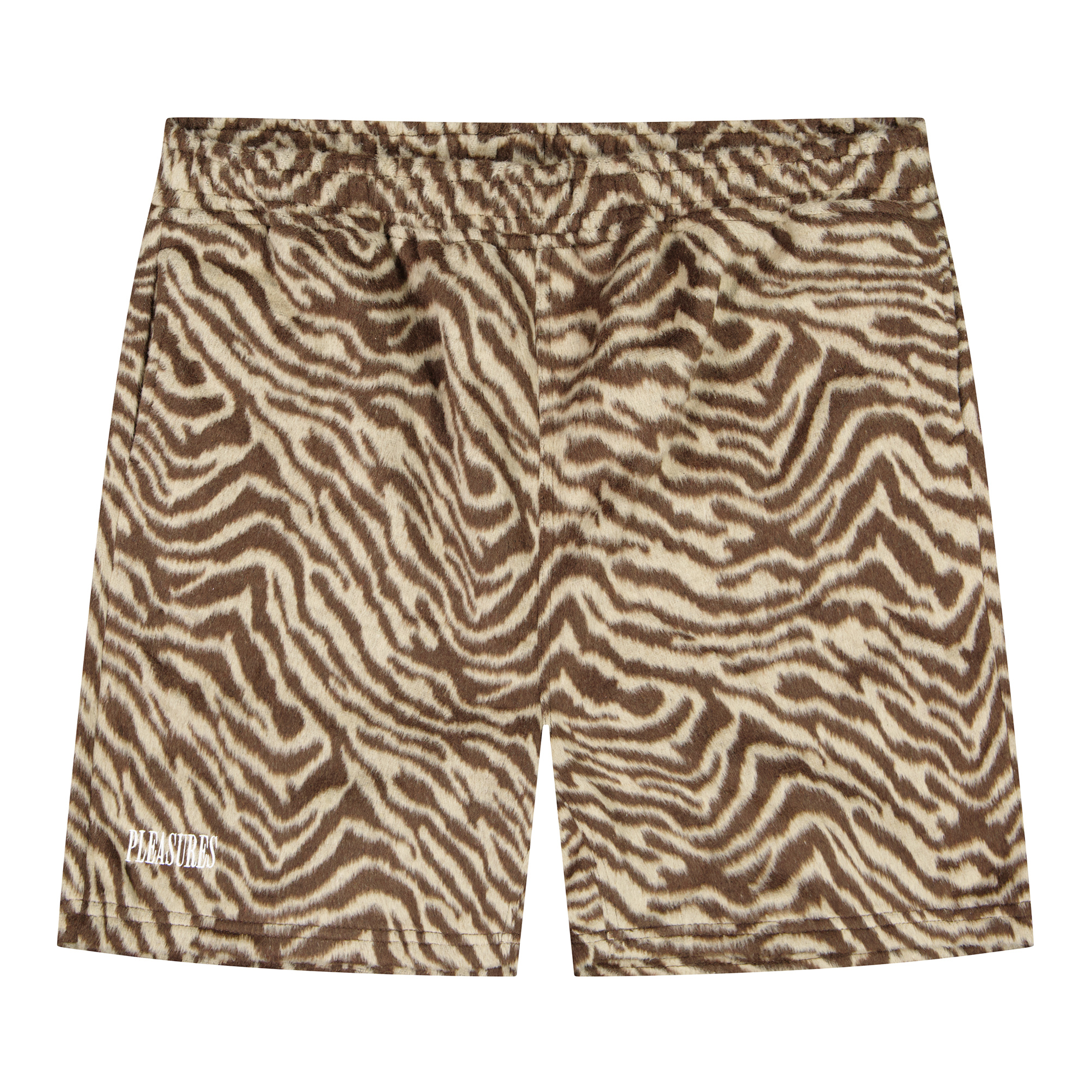 Pleasures Breaker Fuzzy Stripe Shorts, Beige/Brown