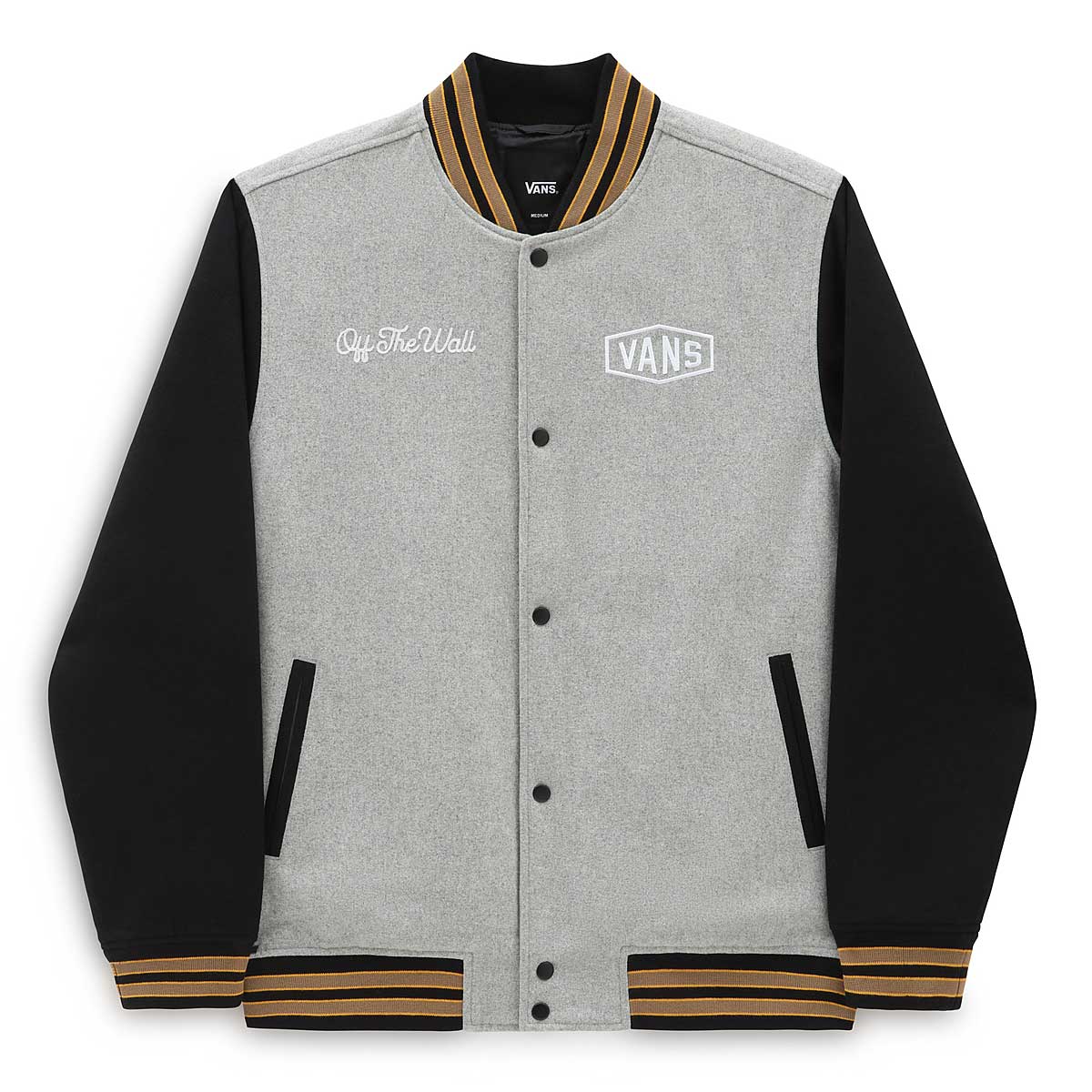 Vans Checkerboard Research Varsity Jacket, Charcoal Heather-Black