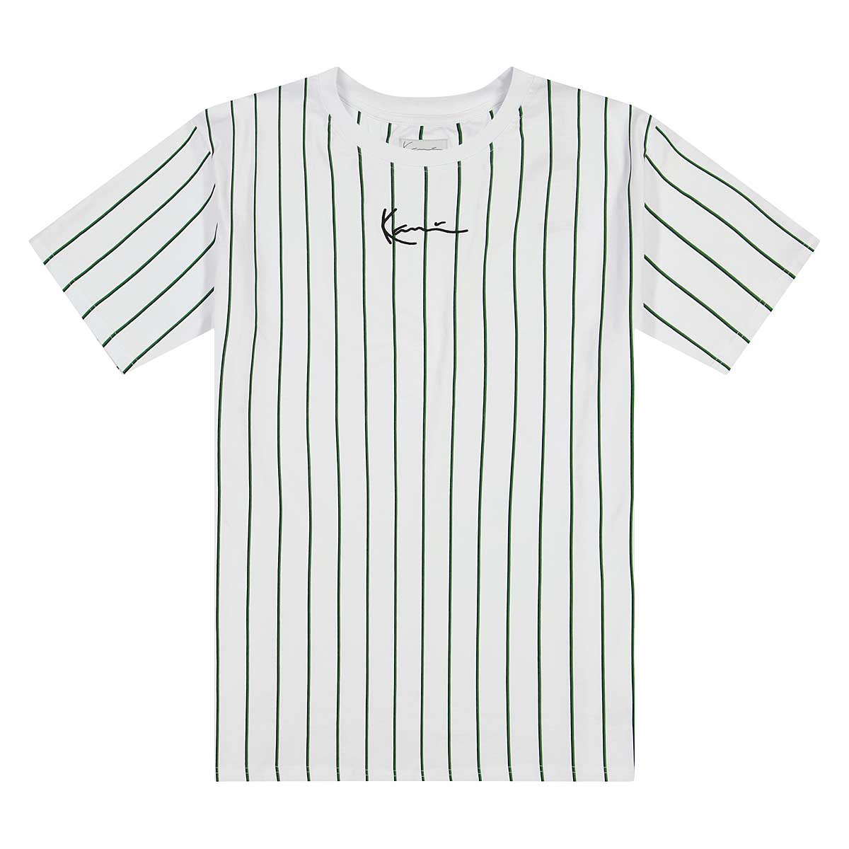 Karl Kani Small Signature Pinstripe T-Shirt, White/Green