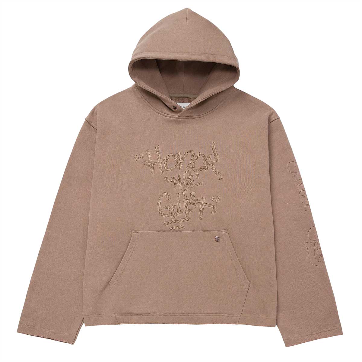 Image of Honor The Gift Script Embroidered Hoody, Light Brown