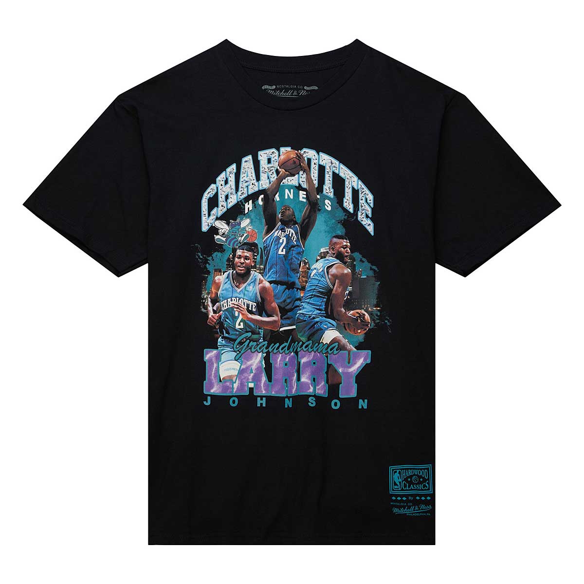 Mitchell And Ness NBA Charlotte Hornets Larry Johnson Bling T-shirt, Schwarz S