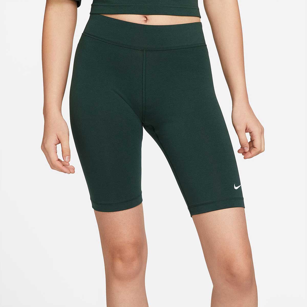 Image of Nike Nsw Essential Mid Rise Biker Tight Womens, Pro Green/White, Female, Leggings, CZ8526-397