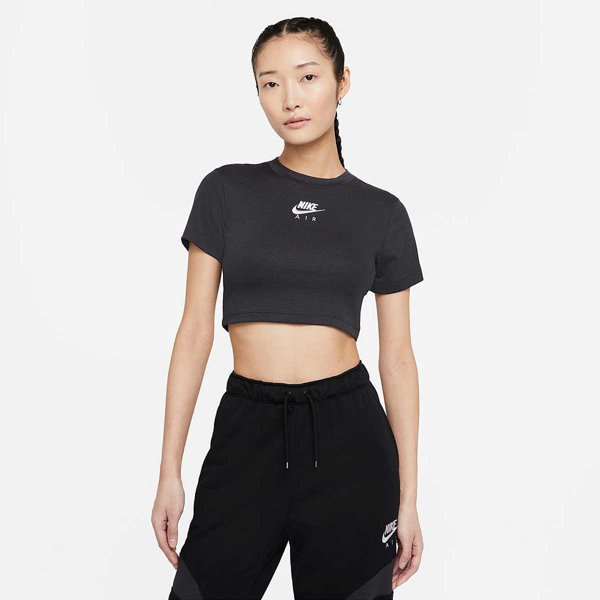 Nike W Nsw Air Crop T-Shirt, Dk Smoke Grey/Black/White
