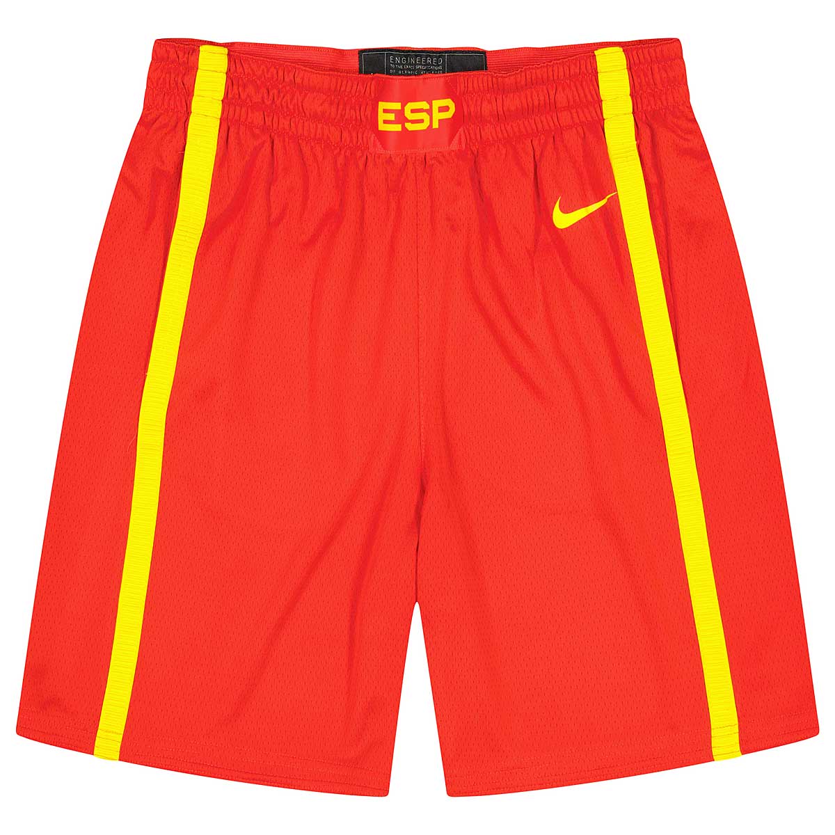 Image of Nike Spain Basketball Road Shorts, Challenge Red/Midwest Gold, Male, Basketball Shorts, CQ0195-600