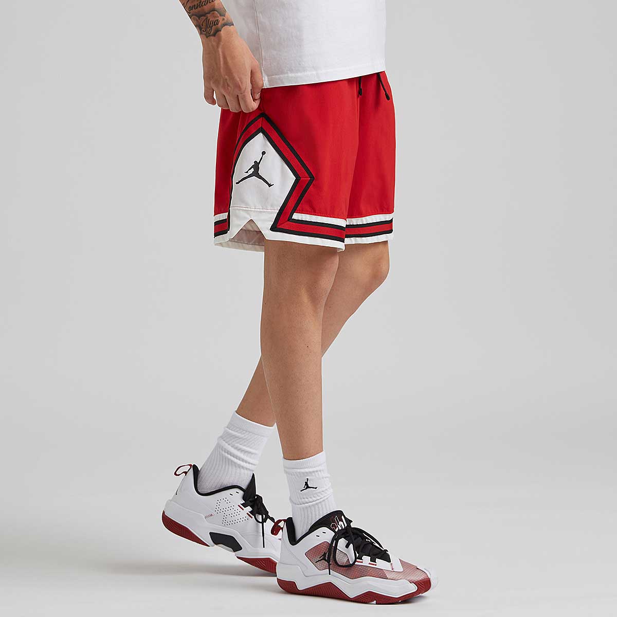 Image of Jordan M J Dri-fit Sport Woven Diamond Shorts, Gym Red/black/white/black